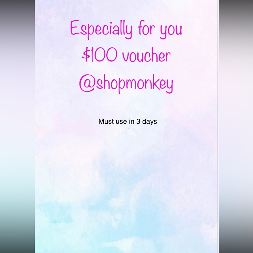 $100 🛍🛍 Shopping Voucher in @shopmonkey closet!!